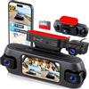 Hodozzy 4K 4 Canali Dashcam Auto, Dash Cam Telecamera per Auto con Controllo WIFI e App, GPS Dashcam da 3 pollici con Registrazione in Loop, Visione Notturna, Sensore G, Monitor di Parcheggio+ Scheda