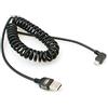 System-S Cavo micro USB 2.0 a spirale angolare 90 gradi (sinistra/maschio), cavo dati di ricarica, 150 cm