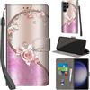 PHINIENLAND Cover per Samsung Galaxy S24 Ultra Case PU Pelle Custodia [Kickstand] [Chiusura magnetica] [Slot per Schede], Portafoglio Flip Custodia per Samsung S24 Ultra,Rosa