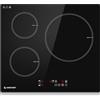 AMZCHEF piastra induzione 3 fuochi 60CM, Induzione Portatile con 9 livelli di potenza e Boost, blocco di sicurezza e timer, protezione dal surriscaldamento, schermo tattile LED, da incasso, 7400W