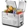 AAOBOSI Frigo Portatile 40L, Frigo Portatile Doppia Zona, da -20 °C a 20 °C, Alluminio Frigo per Auto 12V 220V per Auto, Camper, Campeggio, Giardino, Barca e Viaggi in Auto