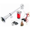 YIYIDA Tromba per auto Tromba d'aria 150DB Car Horn 45cm Altoparlante per auto Zinco cromato Tromba singola Tromba rossa con compressore d'aria Tromba per camion per 24V Camion Car Treno Barca ect