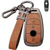 MBKEYS Custodia per chiave auto marrone compatibile con Mercedes Benz Classe A/B/C/E/G/S 2017 S 2018 GLA GLC GLE GLK GLS CLA CLE CLS AMG E200 W177 W205 W213 Guscio per chiave intelligente a 3 pulsanti