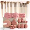 UNKCEST Set di 40 pennelli da trucco professionali per donne, mix di fondotinta, strumenti di bellezza di alta qualità, spugna per fondotinta, applicatori di trucco (40 pezzi, beige)