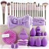 UNKCEST Set di 40 pennelli da trucco professionali per donne, mix di fondotinta, strumenti di bellezza di alta qualità, spugna per fondotinta, applicatori di trucco (40 pezzi, viola)