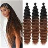 Mscat 18 Inch Ocean Wave 3 Pack Crochet hair Extexsions Long Braids Bungundy Deep Wave sintetico capelli ricci Braiding capelli per donne nere RS30#