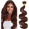 Tuheerst 34 Inch Body Wave Human Hair Bundles #4 Chocolate Brown Menschliches Haar Extension Capelli Human Hair Extensions Minimal Shedding Double Weft Remy Hair 1 Bundle Total 100g