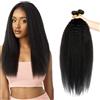 Salharer Ciocche di capelli veri da cucire, Yaki, extension a doppia trama, 2 ciocche di capelli Remy, colore nero, da donna, 61 - 66 cm
