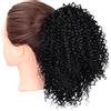 YIPFEN 1 Coda di Cavallo Riccia Afro Posticcio Capelli Naturali Corti Extension 12 Pollici
