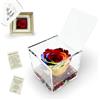 La Rosa dei SogniRosa stabilizzata profumata in Cubo Trasparente - Confezione Regalo Elegante - Durata 5-7 Anni - Made in Italy - 8x8 cm (Multicolor)