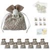Doni Bomboniere Set Battesimo 12 Sacchettini in Juta Avana con Retina Bianco con Gessetto Angioletto con Cuore Bustine Confetti Bigliettini Personalizzabili Confettata Comunione Bimbo Bimba Fai da Te