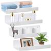 GOMETY Set di 4 scaffali da parete senza fori, 30 cm, autoadesivi, senza forature, in acrilico, decorazione per la casa, per libri, foto, cucina, bagno, ufficio, soggiorno