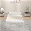 KVLKBV Letto Singolo 90 x 200 cm, telaio bianco con pattine antidiscorrenza e ampio spazio di archiviazione (35,5 cm), ideale per camere da letto e camere degli ospiti