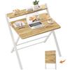 GreenForest Scrivania Pieghevole Senza Montaggio con Ripiano per Monitor, 63 cm, Beige