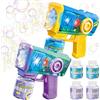 deAO 2Pcs Pistola a Bolle per Bambini, Macchina Automatica per Bolle di Sapone con Luci, 4 * 90ml Soluzione Bolle, Bubble Blaster Gun Macchina per Bolle Giocattoli Giardino Regalo Festa Matrimonio
