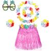 Abeillo Confezione da hawaiane in erba per ragazze, gonna da ballo hula con occhiali carini, accessori per costume hawaiano per feste estive per ragazze