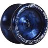 Yomega Groov - Pro Level Aluminum Yoyo for Advance Players - Round Shape, C Size Ball Bearing w/ Adjustable Responsive/Non-Responsive Play (Black & Blue)