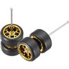 QUARKZMAN 2 Set Ruote E Pneumatici 1/64, Real Riders Rims Include Assi Per Auto Modello RC Diecast Fai Da Te, Y-Spoke Gold Rims
