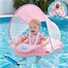Olycism Salvagente Neonato con Parasole UPF50+ Ciambella Neonato Mare con Pompa ad Aria e Kit di Patch Materiali Adatti ai Bambini Carico massimo 20 kg per Bambini Rosa chiaro