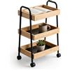Relaxdays Carrello Relaxdays, 3 Ripiani, bambù/Metallo, HLP: 73x45,5x28 cm, per Bagno, Cucina e Soggiorno, Naturale/Nero