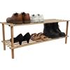Relaxdays portascarpe in bambù con 2 Ripiani a griglia, 6 Paia, Naturale, 74x30x26 cm