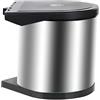Relaxdays Cestino Incasso 8L, Coperchio Basculante, HLP 27,5x27x28 cm, per sotto lavabo, Acciaio Inox, Argento