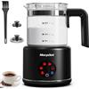 Morpilot Milk Frother, Morpilot Montalatte Elettrico in Vetro, 6 in 1 Funzione, Capacità 250ml Per Schiumare o 500 ml Per Riscaldare Latte, Design Diviso, Nero