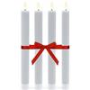 Relaxdays Candele LED a Stelo, Set 4 pz, 25x2 cm, Fiamma tremolante, Cera Vera, scanalature, Senza
