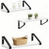 Relaxdays Mensole Set 3 pz., Legno/Metallo, 30/35/40 cm, Bianche