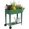 Relaxdays Aiuola rialzata con ripiano, 2 Ruote, Giardino, Balcone & terrazza, HxLxP: 80 x 85 x 50 cm, Mobile, Verde