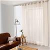 ED ENJOY HOME - Tenda Maya con 16 occhielli argentati, diametro 4 cm, effetto lino, 100% poliestere, colore: Ecru - 300 x 240 cm