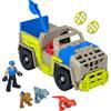 Fisher-Price Imaginext Jurassic World - Trasportatore Insegui e Cattura, playset con Veicolo Fuoristrada, 1 personagio e 3 Dinosauri, con Lanciatore e 2 Dischi Inclusi, 3+ Anni, HRK69
