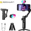 AOCHUAN Smart XE Kit Stabilizzatore cardanico per Smartphone iPhone Registrazione video Luce di riempimento magnetica Gimble Android pieghevole a 3 assi