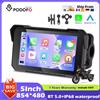 Podofo 5 '' Schermo IPS Wireless Carplay Monitor per moto Navigazione GPS Android Auto Lettore intelligente portatile IP68 Impermeabile