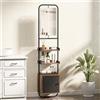 HOMCOM Mobile bagno con specchio, ripiani regolabili e armadietto, legno e metallo, 40x30x179, Nero