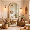 NONE Specchio ad arco a figura intera con supporto, cornice in legno massello 160x50cm marrone