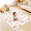alldomess Tappetino per Giochi Bambino 127 * 127cm, Tappeto Attività Morbido con Imbottitura Spessa per Tempo a Pancia in Giù, Base Antiscivolo Sicura per Gattonamento, Arcobaleno Boho