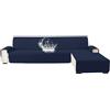 YSTELLAA Copridivano 2 Posti Con Penisola(L 210 CM), Blu Scuro | Copridivano Angolare Destra/Sinistra Universale Reversibile, Fodere Divano Forma L Antigraffio, Facile Lavare