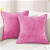 YSTELLAA Chenille Federe Cuscini Divano 50x50, 2 Pezzi, Rosa Pesca | Morbido Resistenti Federa Cuscino, con Forma Corazón Cerniera, Decorativi Elegante Federa, per Camera da Divano Letto