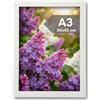 NOOGUI - Cornice a3 - Legno Bianco - 30x42cm - Parte Frontale Antiriflesso - Per Foto, Diplomi, Poster o Puzzle - Posizionamento Verticale o Orizzontale - Spessore 2 cm - Facile da Pulire