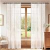 YSTELLAA Tende Per Interni Semitrasparente 2 Pezzi, 70x120cm, Tende Classiche In Pizzo, Curtains Voile Con Tasca, Leggere Morbida Per Camera Da Letto E Per Salotto, Bianco