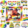 POPOYU 27 Pezzi Accessori Photo Booth Set di Arcobaleno,Cornice per Selfie Foto Gonfiabile di Arcobaleno con 26 Carte,Gonfiabili Arcobaleno Festa Puntelli di Photo per Feste di Arcobaleno,Decorazioni