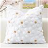Artscope 1 Pezzi Primavera Estate Federe in Lana Corta Velluto Copricuscini Morbido Decorativo Fodere per Cuscino Lusso Stile per Divano Camera da Letto Fiori Bianco 50x50 cm