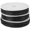 Craftora Filo di cotone cerato, 16,1 m, 1 mm, 1,5 mm, 2 mm, colore nero, per perline, macramè, braccialetti dell'amicizia, fai da te, creazione di gioielli
