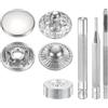 QUARKZMAN 24Set Bottoni Automatici a Pressione in Pelle, 10mm Dia 2.72 Lungo in Ottone con 4 Strumenti Installazione Inclusi Metallo da Cucire per Borse Cappotti Barche Tela, Argento