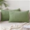 Slozzi Set di 2 federe in velluto a coste, colore verde fagiolo, 40 x 60 cm, per divano, camera da letto, soggiorno, balcone