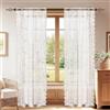 YSTELLAA Tende Per Interni Semitrasparente 2 Pezzi, 70x240cm, Tende Classiche In Pizzo, Curtains Voile Con Tasca, Leggere Morbida Per Camera Da Letto E Per Salotto, Bianco