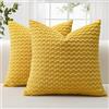 JOTOM Federe per Cuscini Decorativo in Velluto a Coste Morbide 40x40 cm Set di 2 Federe Decor per Cuscini con Texture a Bolle 3D Federa per Divano Sofà Camera da Letto (Giallo Senape)