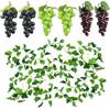 SAMANTHAHALLLTD 7 pezzi Uva Artificiale con foglie,3 Colori Simulazione artificiale Uva Realistica, Simulato Plastica Decorativa,Grappoli d'uva finta frutta,per Espositore, Puntelli Frutta