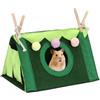 MiOYOOW Tenda per Criceti, Amaca Coperta Morbida con Frange e Traliccio in Legno, Nascondiglio Semi-chiuso Facile da Pulire per Criceto, Porcellino d'India, Degù e Cincillà